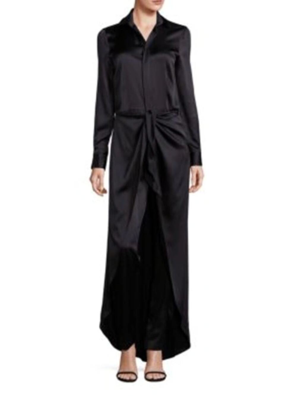 Polo Ralph Lauren Alai Silk Wrap Jumpsuit Long Sleeve Formal Evening Black US 4